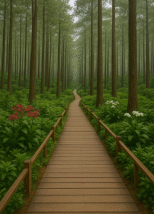 Pemandangan yang memukau Orchid Forest Cikole
