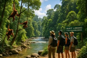Bukit Lawang, pusat konservasi orangutan dan ekowisata di Sumatera Utara.