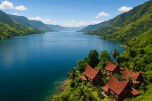 Danau Toba, danau vulkanik terbesar di dunia dengan pemandangan alam yang indah.