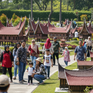 Miniatur rumah adat di Taman Mini Indonesia Indah