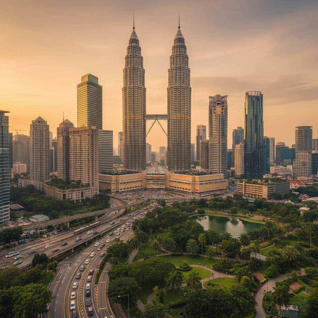 Pemandangan Ikonik Kuala Lumpur dengan Menara Petronas, destinasi wisata Malaysia