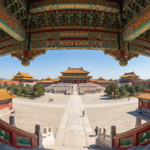 Arsitektur megah Kota Terlarang di Beijing dengan atap keemasan