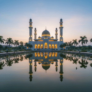 Masjid Raya An-Nur Pekanbaru dengan arsitektur Islam yang megah