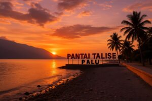 Pantai Talise di Palu dengan suasana senja