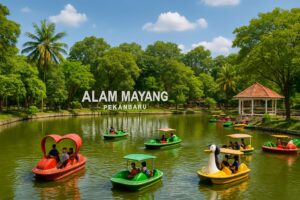 Taman Rekreasi Alam Mayang Pekanbaru dengan danau dan perahu dayung