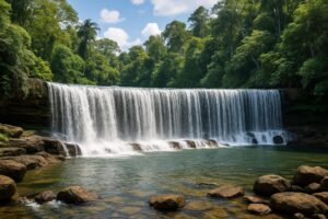 Air Terjun Temam, air terjun lebar seperti tirai di Lubuk Linggau