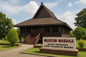 Bangunan rumah adat Banjar Bubungan Tinggi Museum Wasaka