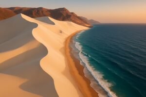 Bukit Pasir Arher raksasa yang bertemu dengan Samudra Hindia di Socotra.