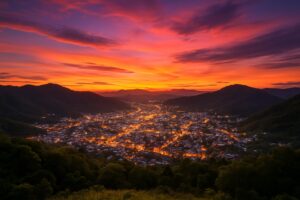 Pemandangan Matahari Terbenam dari Tor Simarsayang